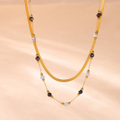 Luxurious Vacation chain natural stone 18K Gold Plated Necklace In Bulk