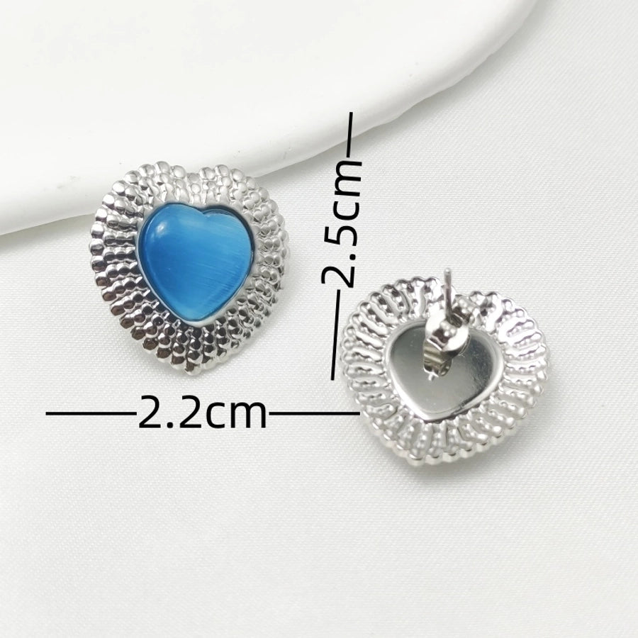 1 Pair Elegant Retro Commute Heart Shape 304 Stainless Steel Ear Studs