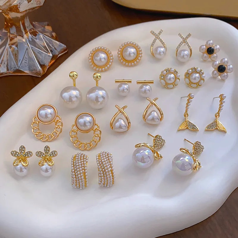 1 pair elegant simple style streetwear flower bow knot plating inlay alloy artificial pearls zircon ear studs