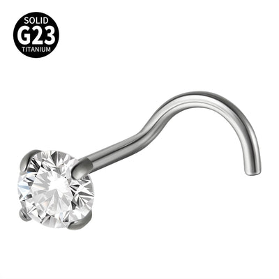 1 Piece Nose Rings & Studs Casual Vacation Round G23 Titanium Alloy Opal Zircon Nose Rings & Studs