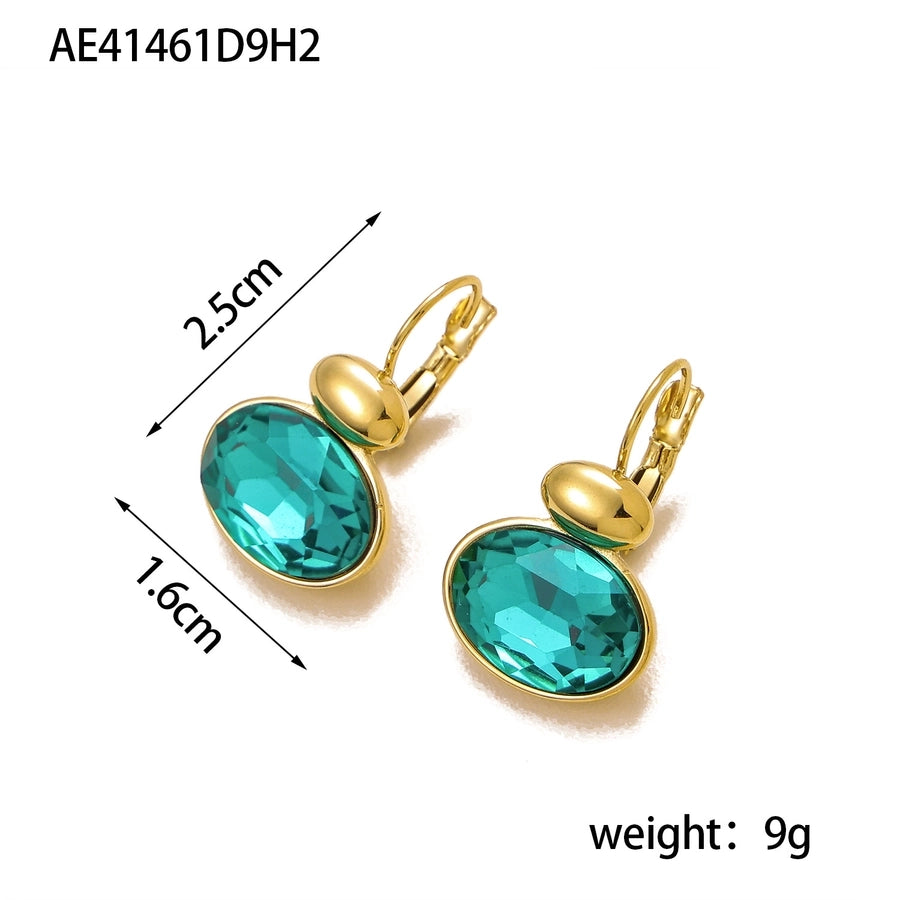 1 Pair Simple Style Geometric 304 Stainless Steel Zircon 18K Gold Plated Earrings