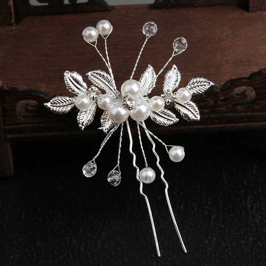 retro flower alloy handmade artificial rhinestones artificial pearls hairpin