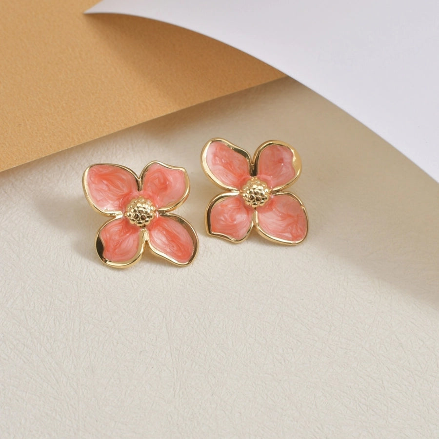 1 Pair Casual Pastoral Simple Style Flower 304 Stainless Steel Ear Studs
