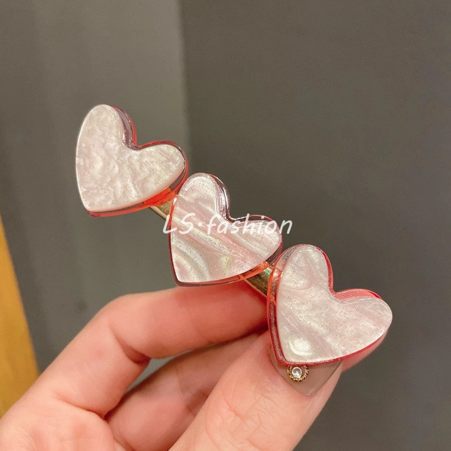 Women's Cute Heart Shape Arylic Alloy Hair Clip
