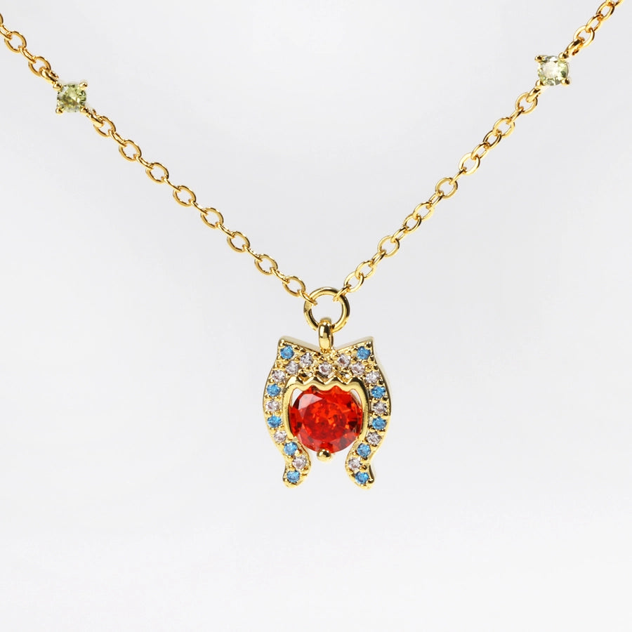 Copper cable chain Inlay Geometric Zircon Pendant Necklace