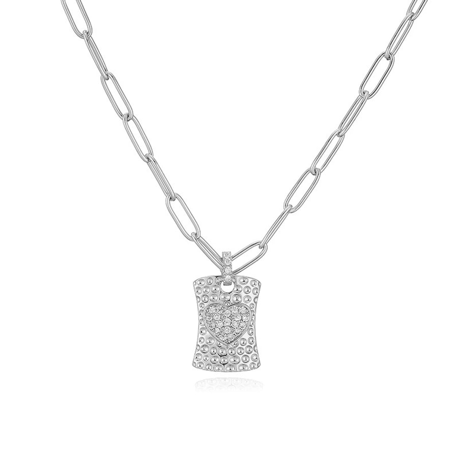 Jewelry Hip-Hop Shiny Heart Shape Copper Copper Zircon 18K Gold Plated Inlay Pendant Necklace