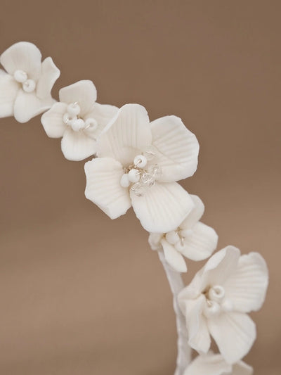 elegant retro lady flower ceramics hair band