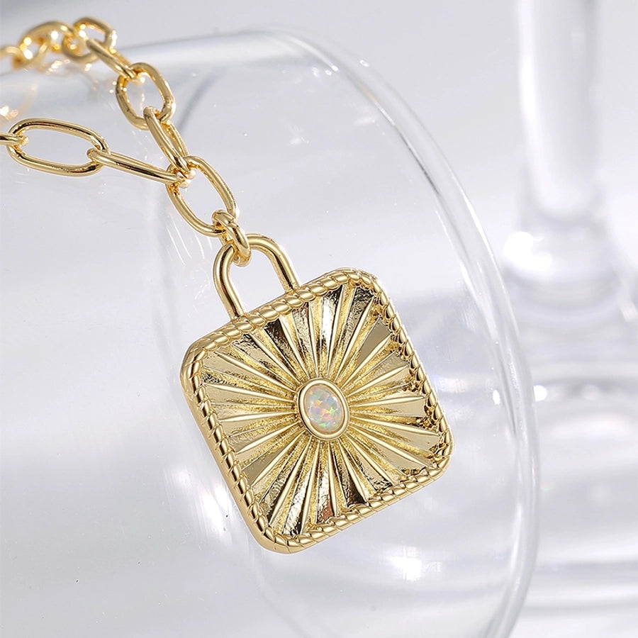 Copper Brass 18K Gold Plated Inlay Tortoise Geometric Animal Artificial Gemstones Zircon Necklace