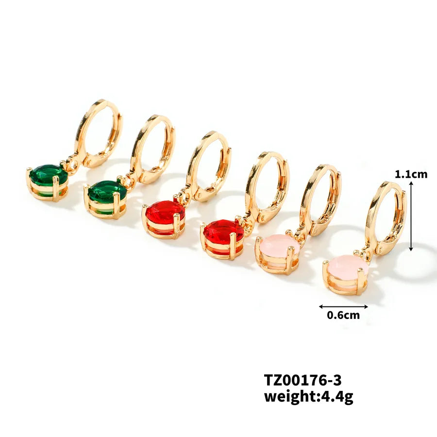 1 Pair Elegant Luxurious Water Droplets Plating Inlay Copper Zircon Drop Earrings