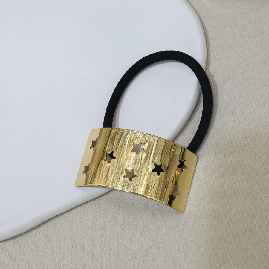 Women's Simple Style Star Heart Shape Solid Color Alloy Plating Hollow Out Hair Tie