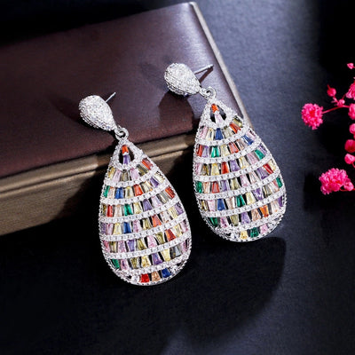 1 Pair Vacation Sweet Rainbow Plating Inlay Copper Zircon White Gold Plated Drop Earrings