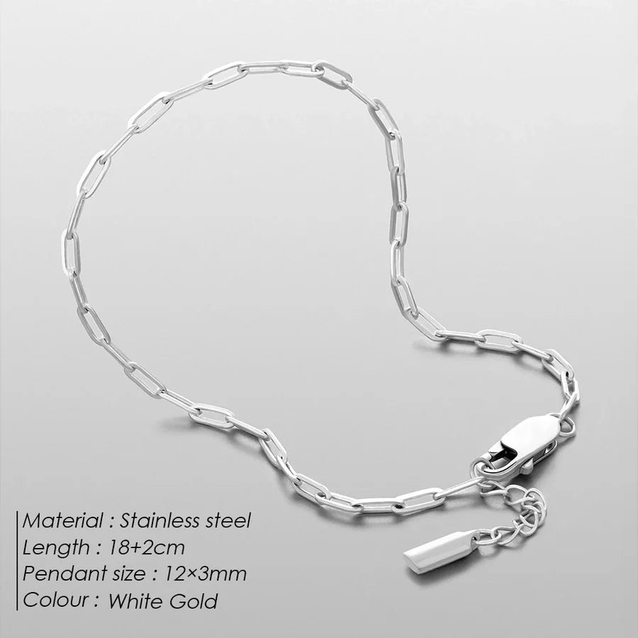 Simple Style Classic Style Paper Clip 304 Stainless Steel Paperclip Chain Bracelets In Bulk