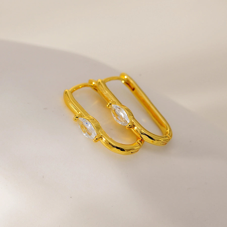 1 Pair Elegant Classic Style Geometric Copper Zircon Earrings