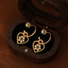 1 Pair Elegant Simple Style Heart Shape Eye Bee Inlay Copper Freshwater Pearl Zircon 18K Gold Plated Drop Earrings