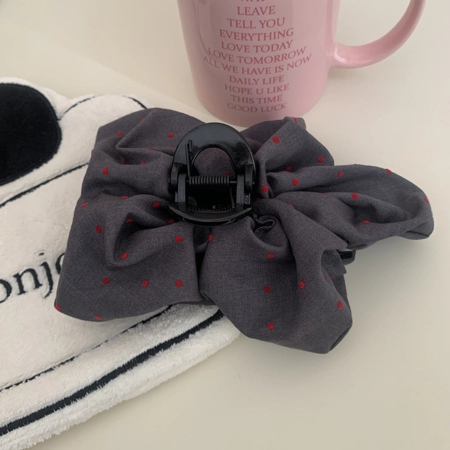 Women's Retro French Style Polka Dots Heart Shape Bow Knot Plastic Cloth Hair Tie Hair Claws