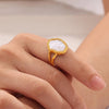 Jewelry Elegant Baroque Style Irregular Titanium Steel Shell 18K Gold Plated Inlay Open Rings