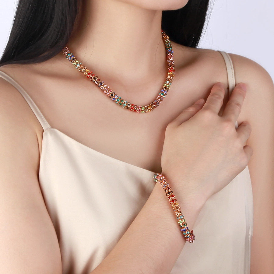 Crystal Copper Geometric Crystal Necklace