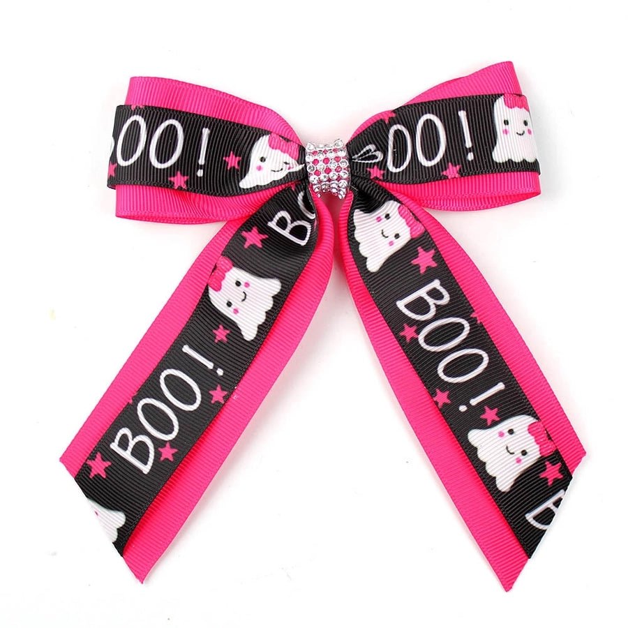 Girl'S Casual Pumpkin Bow Knot Ghost Cloth Inlay Rhinestones Hair Clip