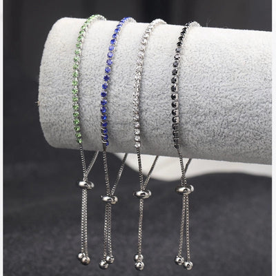 Europe and the United States  hot jewelry fashion simple 4mm copper inlaid zircon bracelet women's high-grade  adjustable bracelet