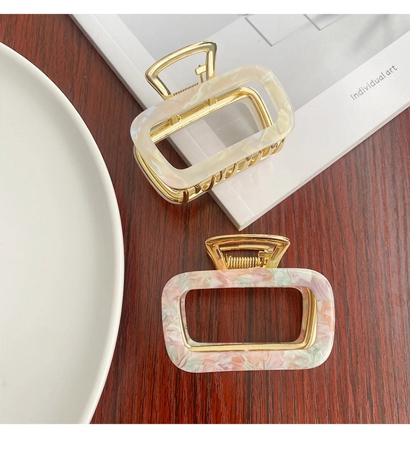 women's simple style solid color alloy plating hair claws