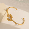 Basic Commute Flower Bow Knot 304 Stainless Steel 18K Gold Plated Artificial Pearls Stainless Steel Bracelets In Bulk