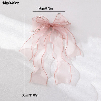 women's sweet solid color bow knot cloth hair clip
