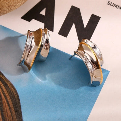 1 Pair Simple Style Geometric Mixed Metal 304 Stainless Steel 18K Gold Plated Ear Studs