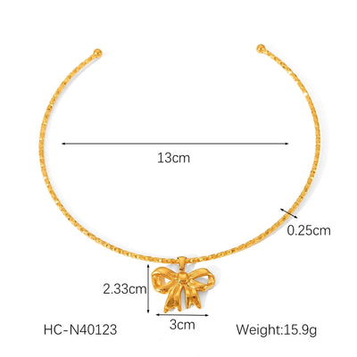 Jewelry Vintage Style Simple Style Heart Shape Butterfly Bow Knot 304 Stainless Steel Circle Plating Bowknot Choker