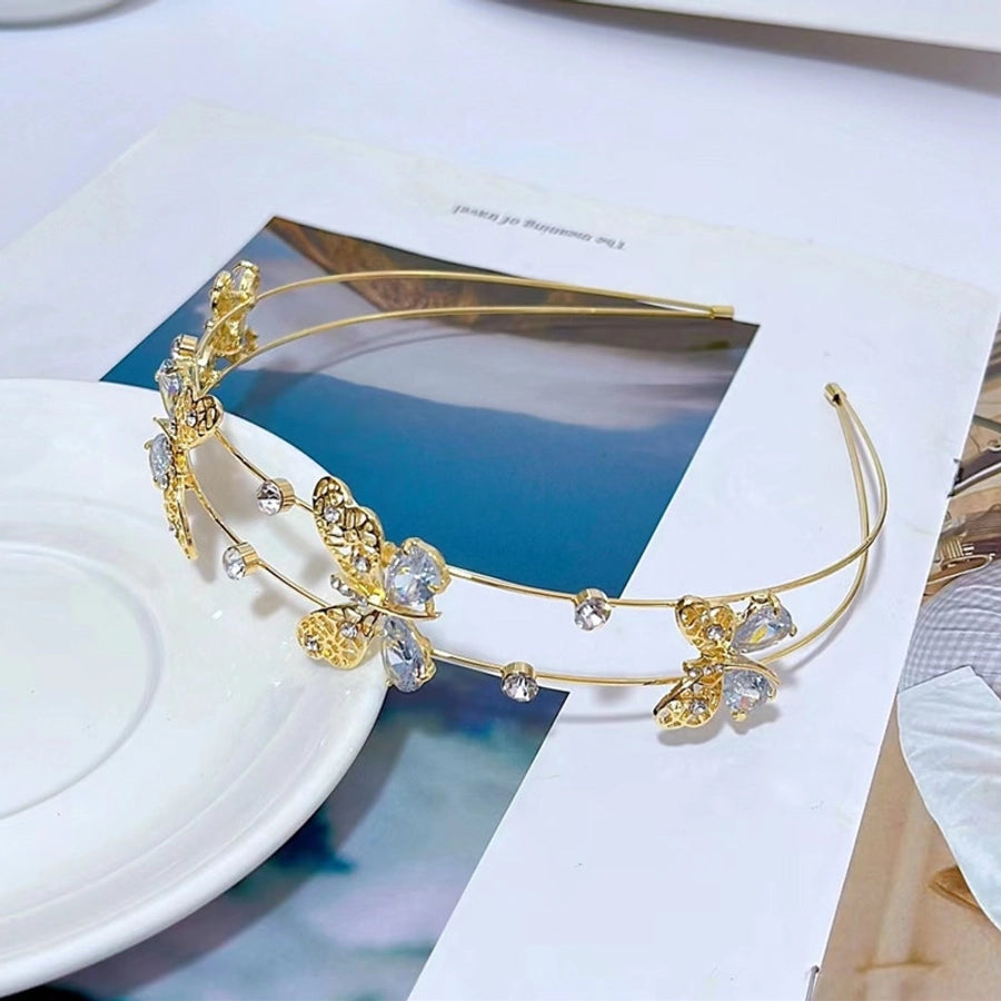 sweet flower bow knot alloy hollow out zircon hair band