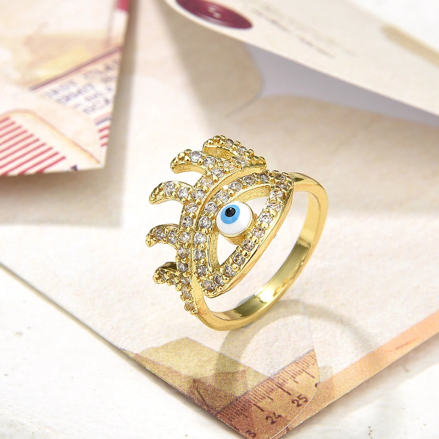 Copper Plating 18K Color Retention Zircon Dripping Oval Eye Opening Ring
