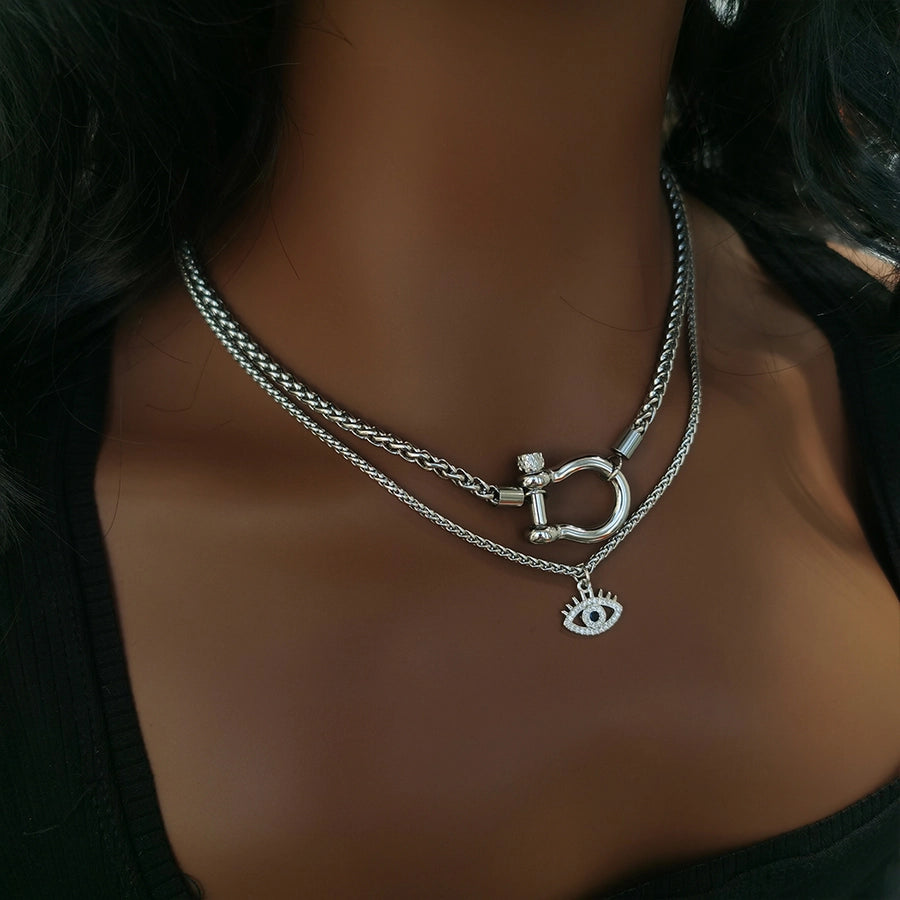 Jewelry Casual Retro Printing Titanium Steel 18K Gold Plated Necklace