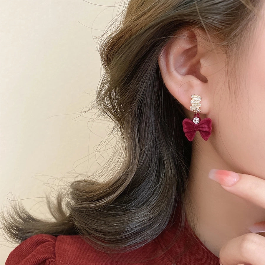 1 Pair Retro Bow Knot Copper Drop Earrings