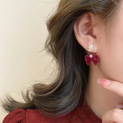 1 Pair Retro Bow Knot Copper Drop Earrings