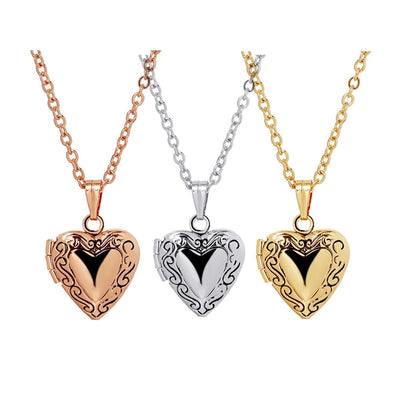 Copper K Gold Plated Rose Gold Plated Silver Plated Plating Heart Shape Locket Necklace