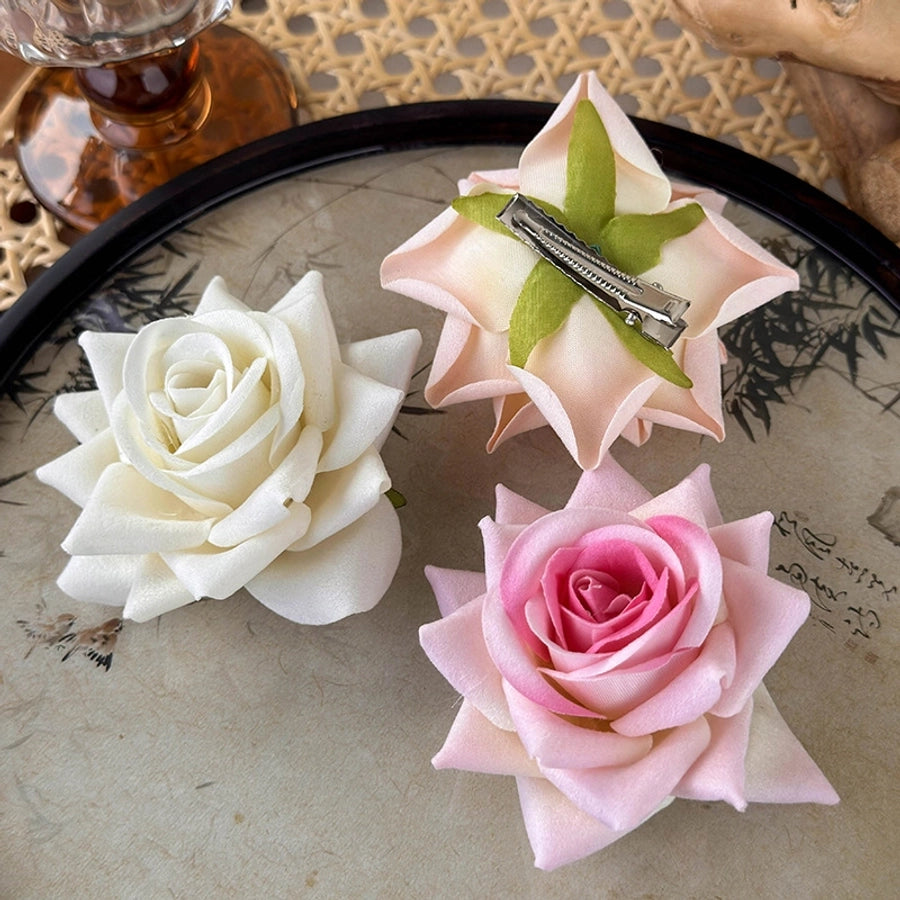 Women's Elegant Simple Style Flower Cloth Hair Clip