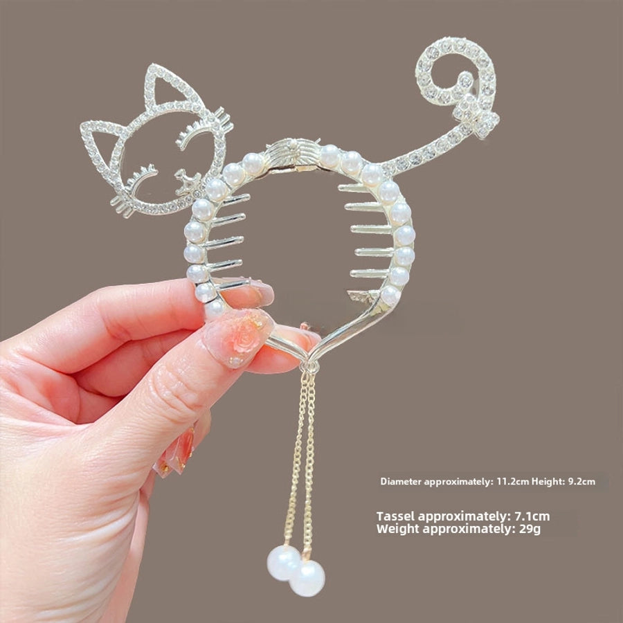 Children's ball head fixed artifact Pearl Rhinestone grip clip does not hurt the hair back of the head ponytail buckle girl hairpin headdress