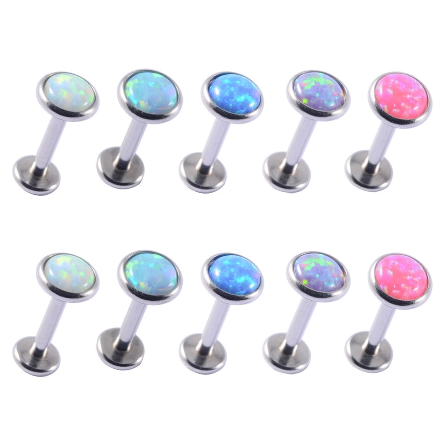 1 Piece Lip Rings Casual Hawaiian Tropical Round 304 Stainless Steel Opal Titanium Alloy Polishing Inlay Gem Opal Lip Rings Ear Cartilage Rings & Studs