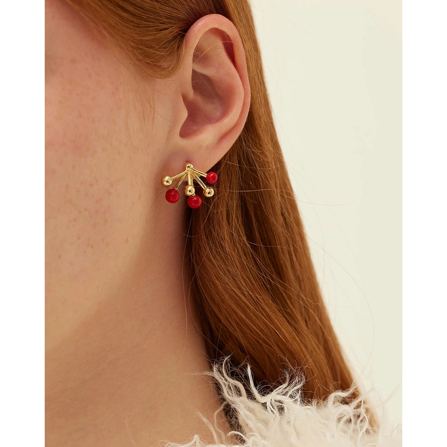 1 Pair Princess Cute Sweet Geometric Brass 24K Gold Plated Ear Studs