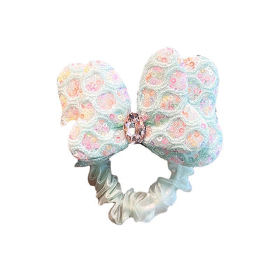 sweet bow knot cloth inlay rhinestones hair tie