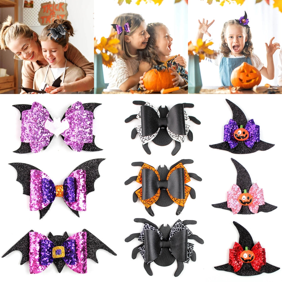 Girl'S IG Style Cool Style Pumpkin Spider Bow Knot Cloth Sequins Hair Clip