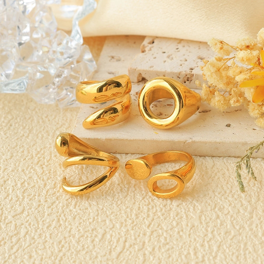 Jewelry Modern Style Simple Style Commute Geometric 304 Stainless Steel 14K Gold Plated Rings