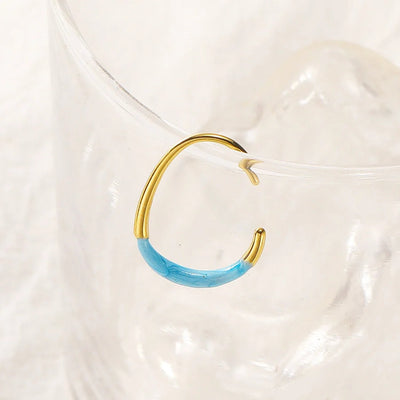 1 Pair Elegant C Shape Geometric Enamel Titanium Steel Ear Studs