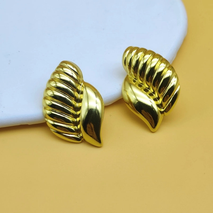 1 Pair Vintage Style Classic Style Conch Spiral Stripe Stamping 304 Stainless Steel 18K Gold Plated Ear Studs