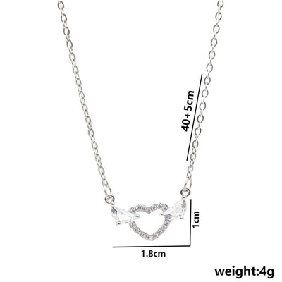 Jewelry IG Style Simple Style Heart Shape 316 Stainless Steel  Copper Zircon 18K Gold Plated Hollow Out Inlay Necklace