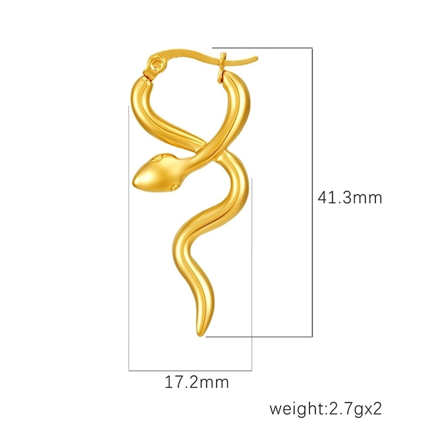 1 Pair IG Style Snake 304 Stainless Steel Earrings