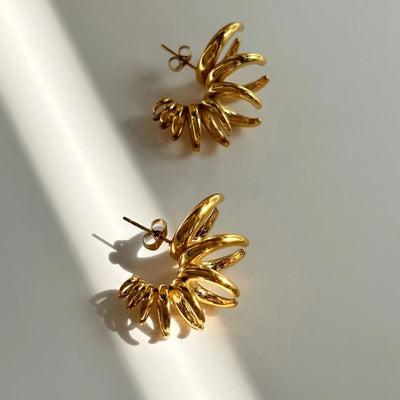 1 Pair Exaggerated Cool Style C Shape 304 Stainless Steel 18K Gold Plated Ear Studs