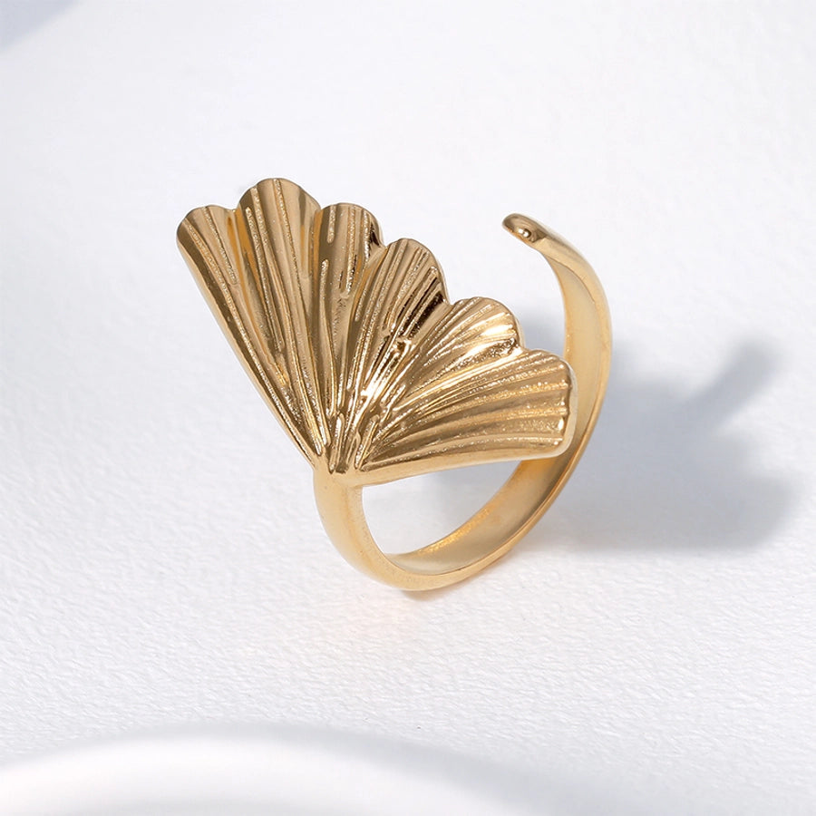 Jewelry Tropical Modern Style Simple Style Leaf 304 Stainless Steel 18K Gold Plated Enamel Stainless Steel Rings