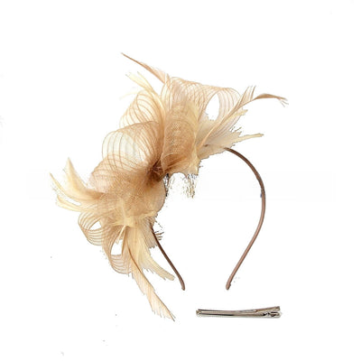 wave elastic net handmade bow feather hair accessories performance banquet accessories