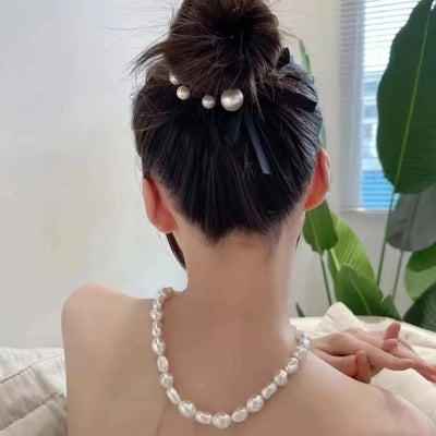 Women's Elegant Geometric Artificial Pearl Elastic string Hair Tie