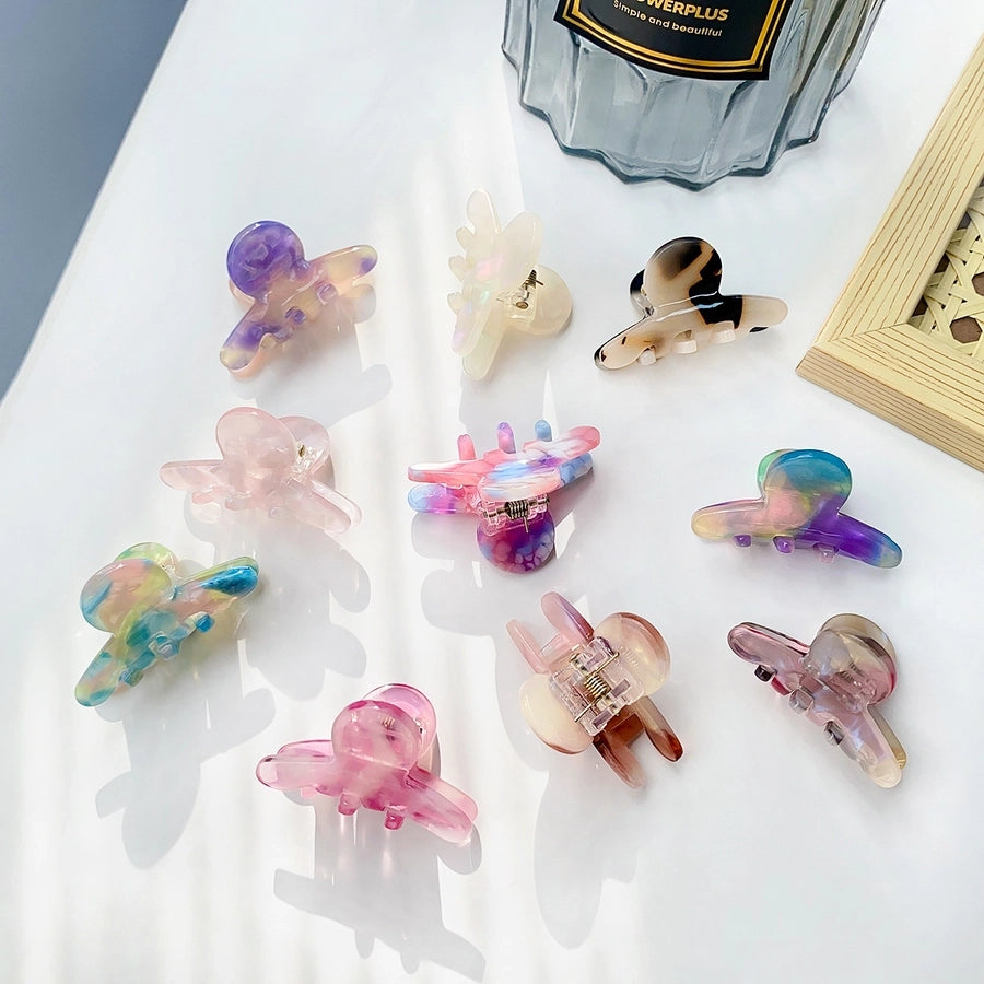 cute color block acetic acid sheets plating hair claws 1 piece